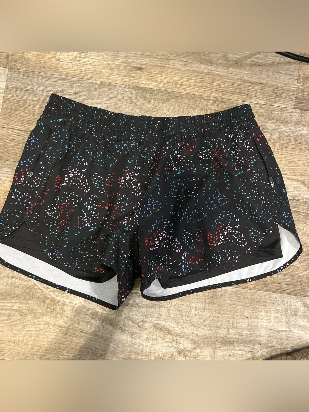 Avia Black Athletic Shorts with Multicolor Speckle